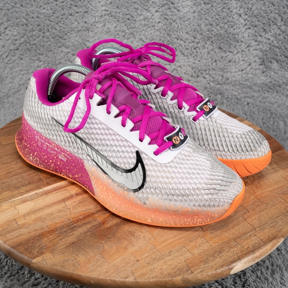 Nike Vapor 11 NYC Shoes Womens Size 9 White Purple Orange Tennis Sneakers